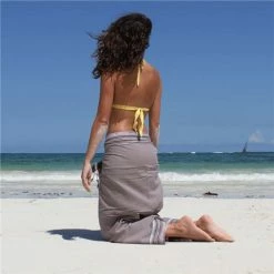 Simone Et Georges - Sarong Kikoy Beach Towel Taupe